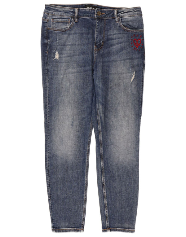 Jeans slim invecchiati Desigual da donna W32 L26 cotone blu