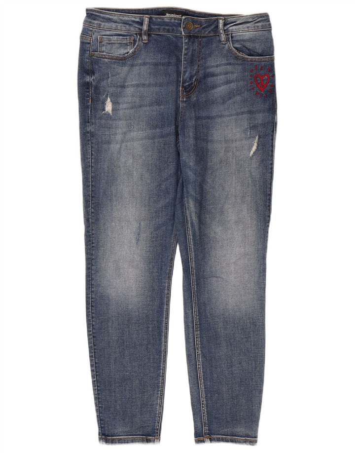 Jeans slim invecchiati Desigual da donna W32 L26 cotone blu