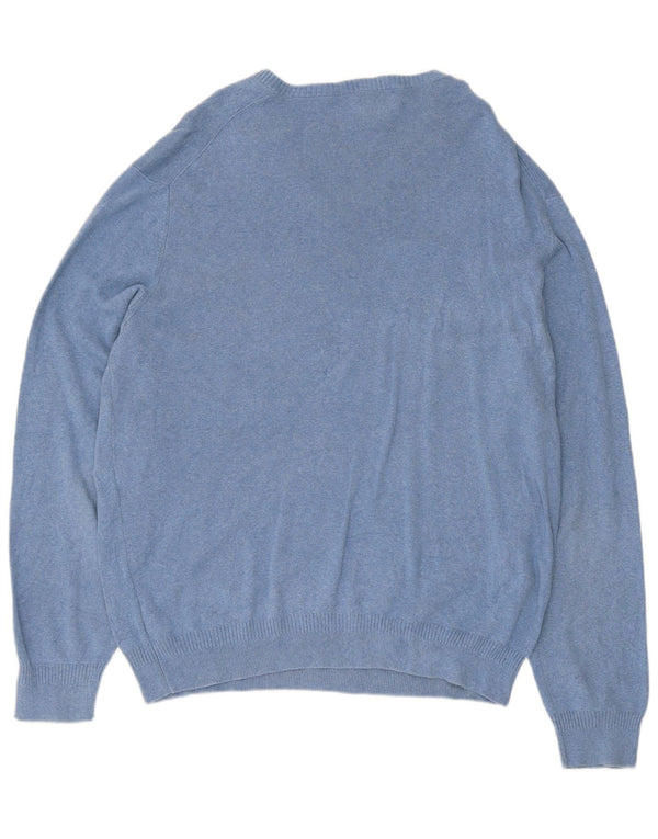 Maglione maglione con scollo a V da uomo Calvin Klein grande cotone blu