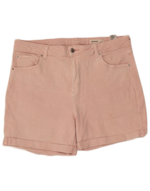 Pantaloncini di jeans a vita alta da donna Marks & Spencer UK 16 Large W36 Cotone rosa