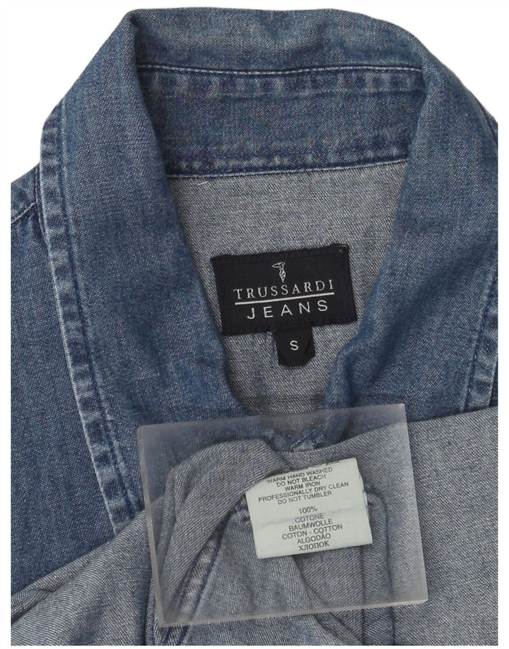 Camicia Uomo Trussardi Jeans Denim Small Blu Cotone