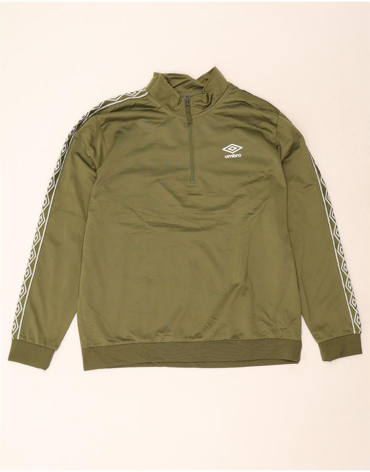 Felpa Umbro da uomo con grafica con zip e collo maglione XL verde poliestere