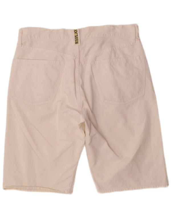 Pantaloncini di jeans da uomo Replay W36 grandi in cotone bianco