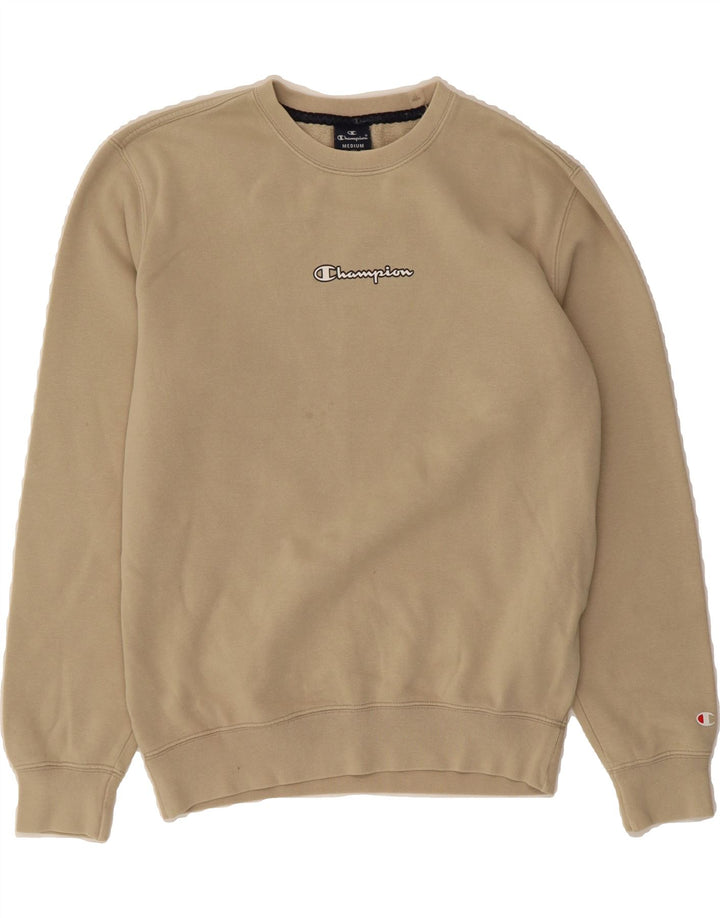 CHAMPION Mens Graphic Sweatshirt Jumper Medium Beige Cotton Vintage Champion and Second-Hand Champion from Messina Hembry 