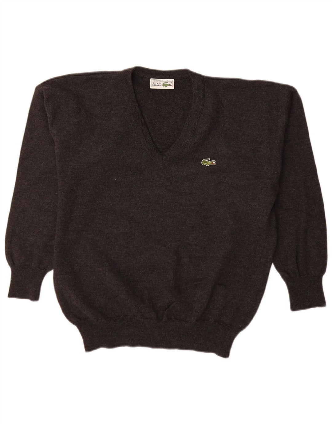 Maglione da uomo con scollo a V Lacoste taglia 6 XL in lana vergine grigia