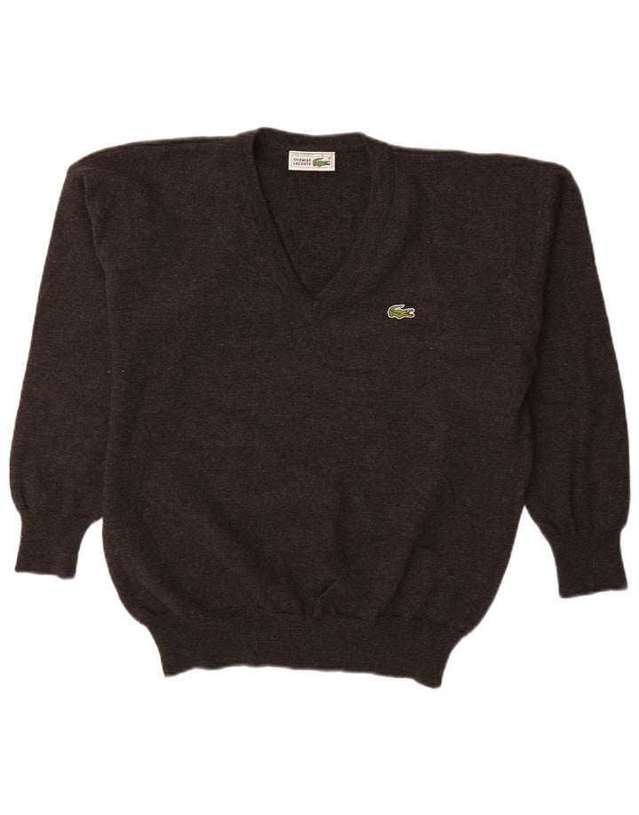 Maglione da uomo con scollo a V Lacoste taglia 6 XL in lana vergine grigia