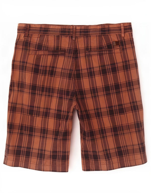 Timberland Mens Regular Chino Shorts W36 Large Brown Plaid Cotton