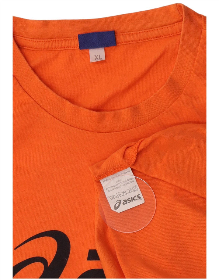 T-shirt grafica da uomo Asics Top XL in cotone arancione