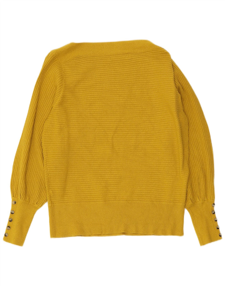 Maglione maglione con scollo a barca da donna Marks & Spencer UK 14 Viscosa giallo medio