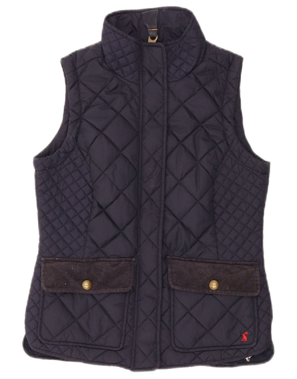 JOULES Womens Quilted Gilet UK 8 Small Navy Blue Polyester