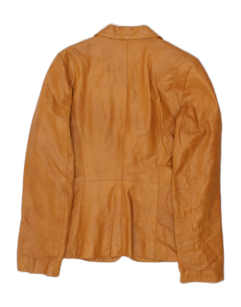 VERO MODA Womens Leather 1 Button Blazer Jacket UK 12 Medium Brown Leather Vintage Vero Moda and Second-Hand Vero Moda from Messina Hembry 