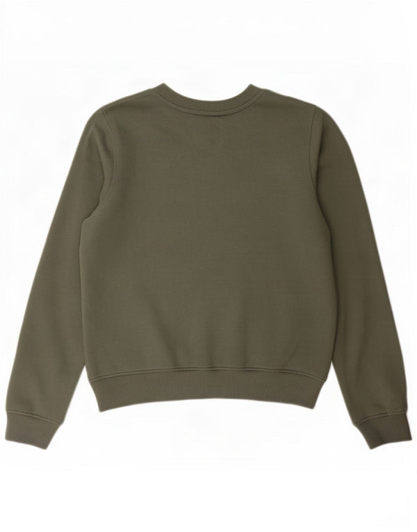 G-Star Womens Graphic Oversized Sweatshirt Jumper UK 10 Small Khaki Cotton
