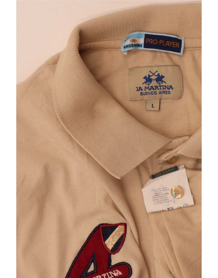 Polo grafica da uomo La Martina grande in cotone beige