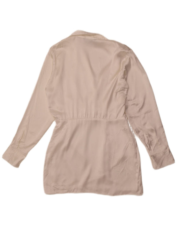 Abito chemisier pullover da donna ZARA UK 14 seta bianca media