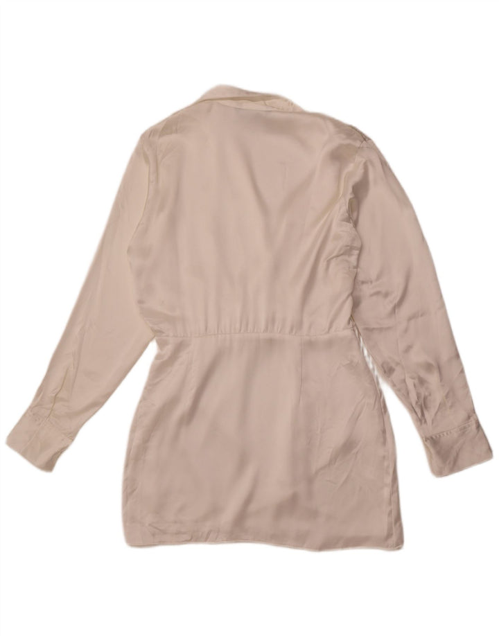 Abito chemisier pullover da donna ZARA UK 14 seta bianca media