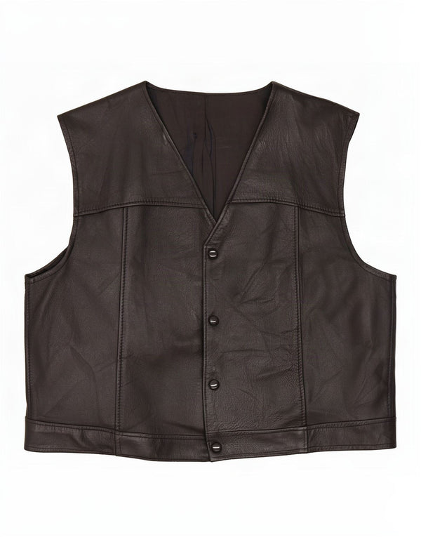 Gilet in pelle da uomo vintage IT 54 XL Nero