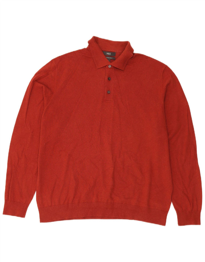 Maglione da uomo Marks & Spencer con collo alto XL in cotone rosso