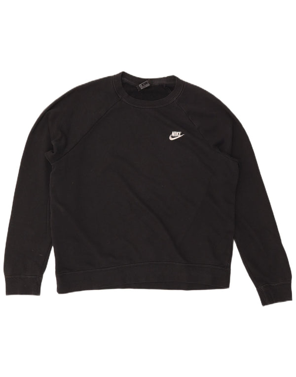 Felpa da donna NIKE maglione UK 16 grande cotone nero
