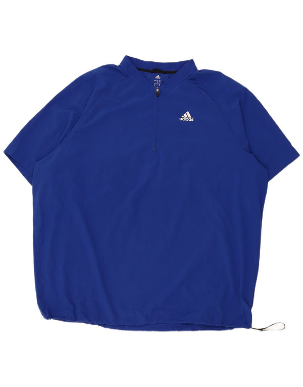 Adidas Uomo Manica Corta Pullover Tuta Top 3XL Blu Poliestere