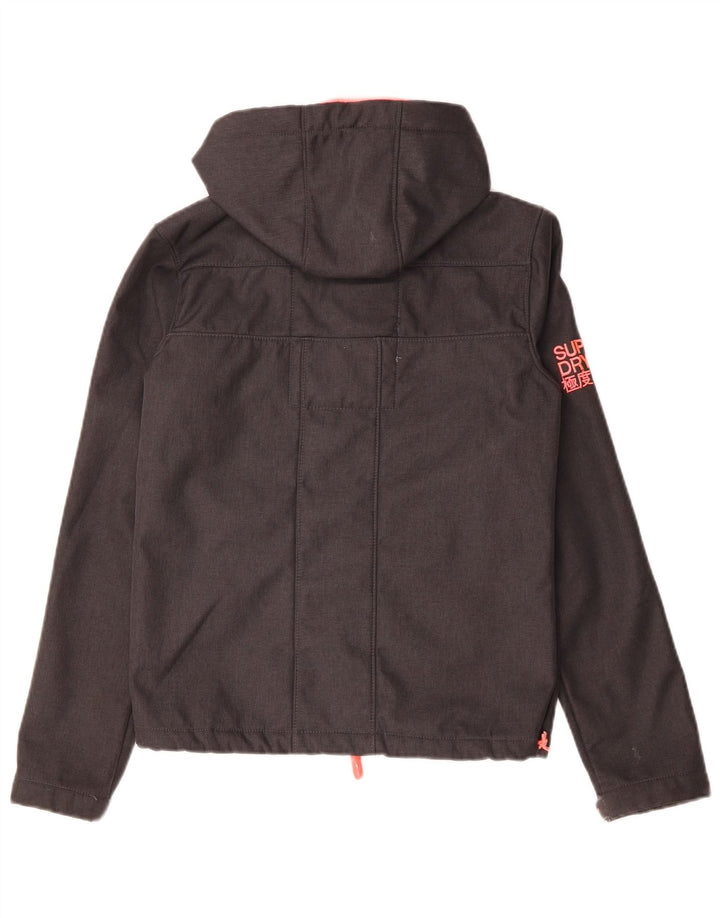 SUPERDRY Womens Windtrekker Hooded Windbreaker Jacket UK 10 Small Grey
