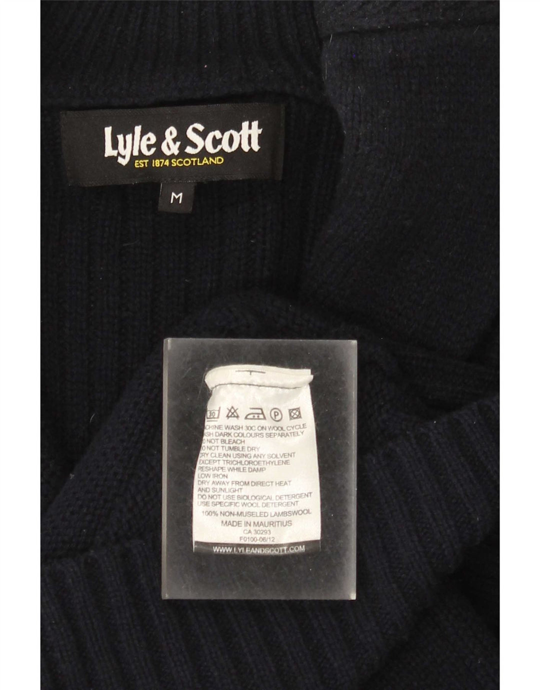 Maglione cardigan da uomo Lyle & Scott in lana d'agnello medio blu navy