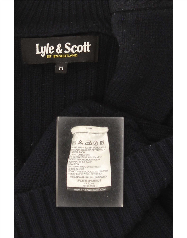 Maglione cardigan da uomo Lyle & Scott in lana d'agnello medio blu navy