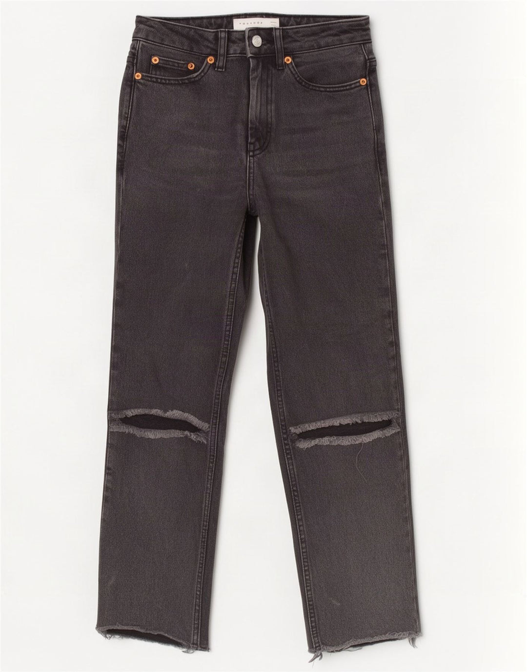 Jeans corti invecchiati da donna Topshop W25 L24 poliestere grigio