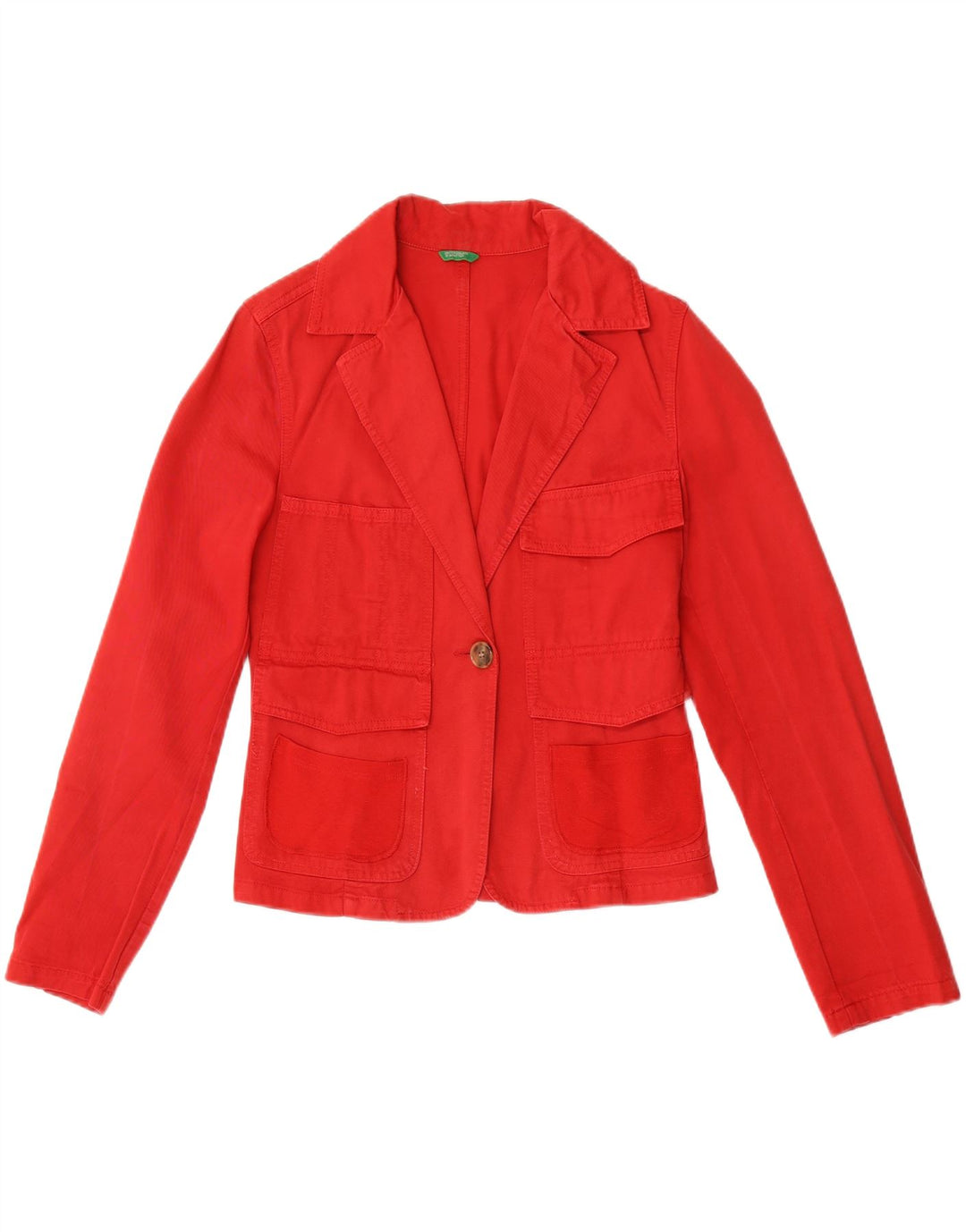 Giacca blazer da donna con grafica a 1 bottone Benetton IT 42 Rosso medio in cotone