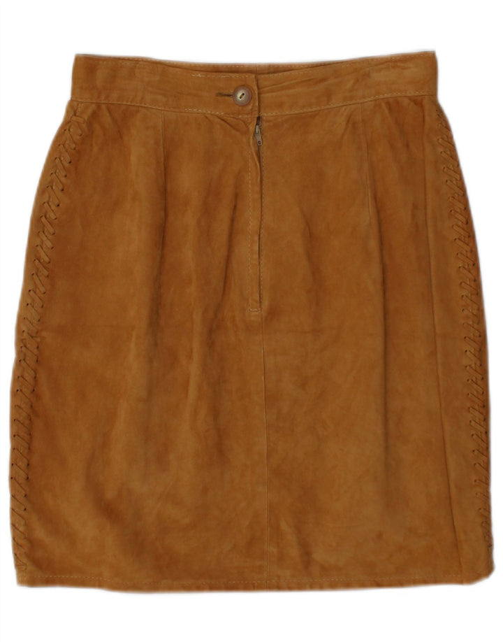 Gonna vintage in pelle scamosciata da donna IT 42 media W28 in pelle beige