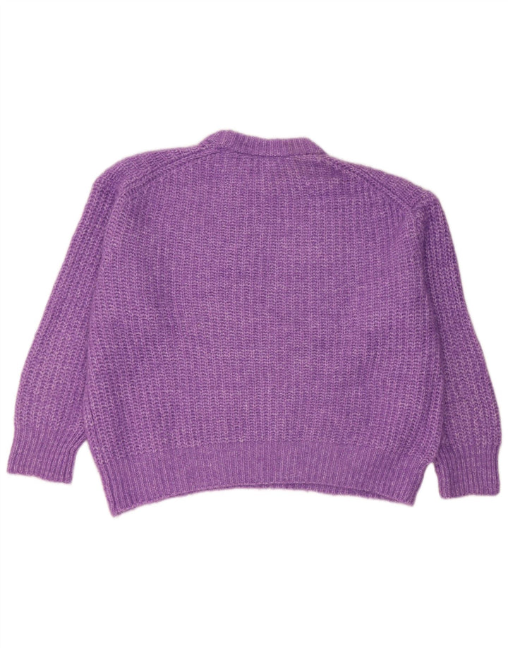 Maglione maglione girocollo oversize da donna Zara UK 16 grande poliestere viola
