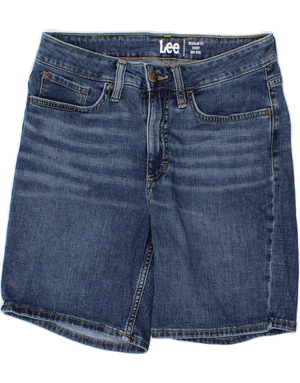 LEE Womens Regular Fit Mid Rise Denim Shorts US 8 Medium W28 Blue Cotton