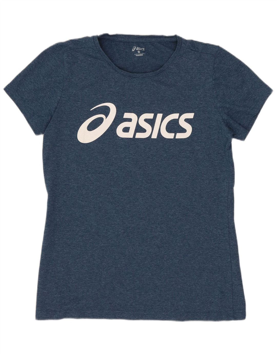 T-shirt grafica ASICS da donna Top UK 12 Medium Navy Blue screziato cotone