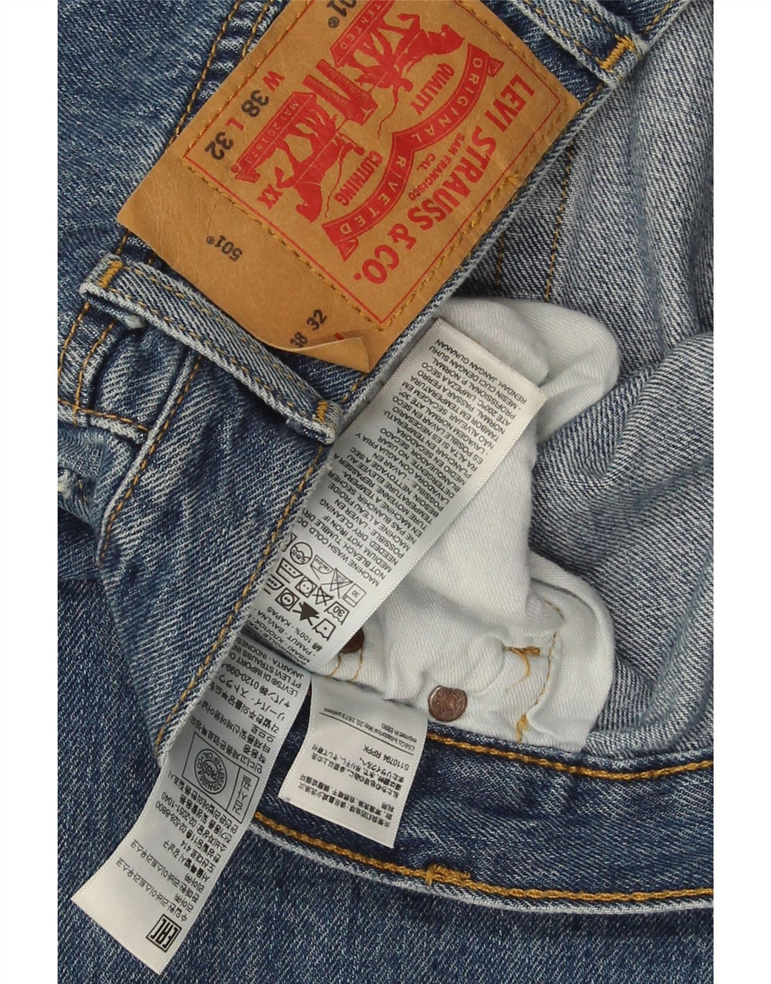 Levi's Uomo 501 Jeans dritti W38 L32 Cotone Blu