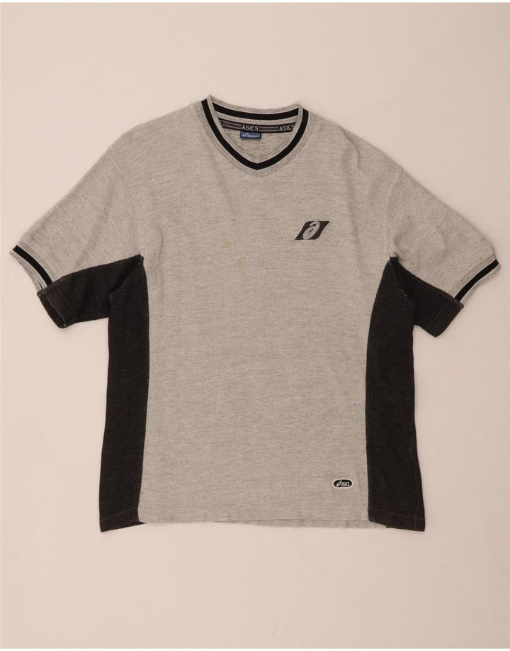 ASICS Mens T-Shirt Top Medium Grey Colourblock Cotton