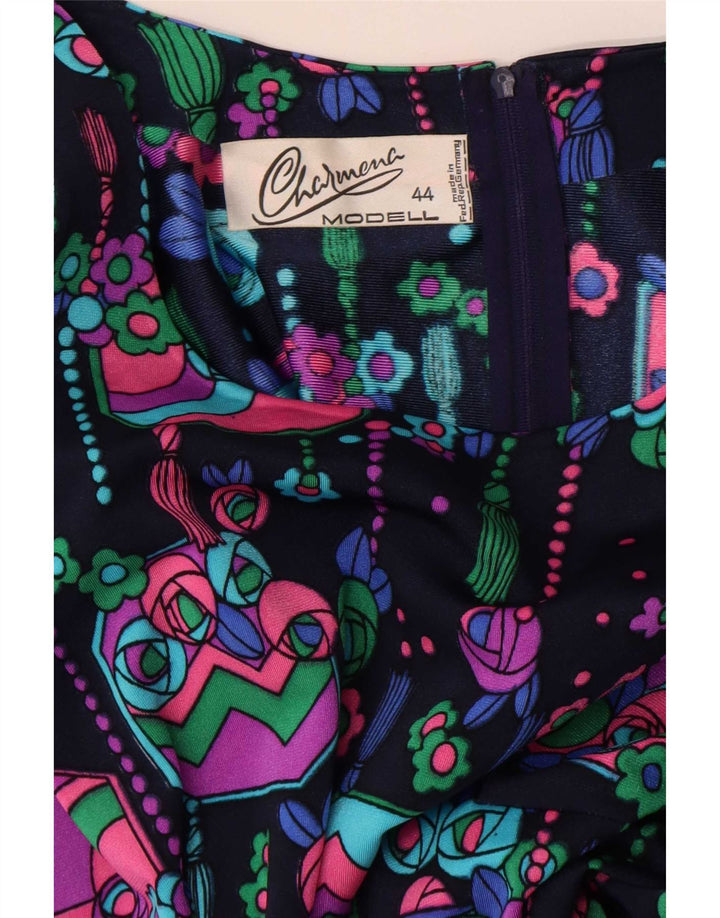 Abito maxi a trapezio da donna vintage IT 44 retrò floreale medio multicolore
