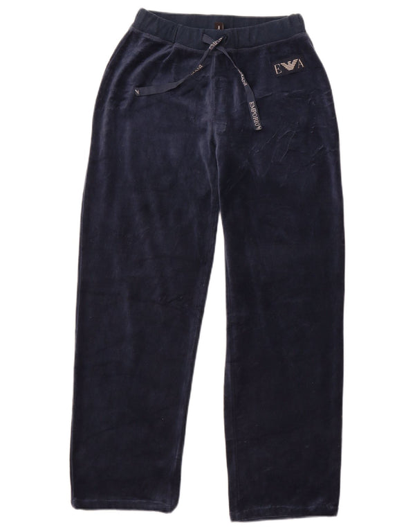 Pantaloni da tuta in velluto da donna Emporio Armani UK 12 Medio Blu Navy