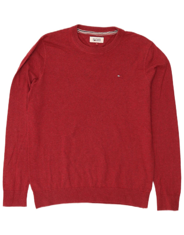 Maglione maglione girocollo da uomo Tommy Hilfiger grande cotone bordeaux