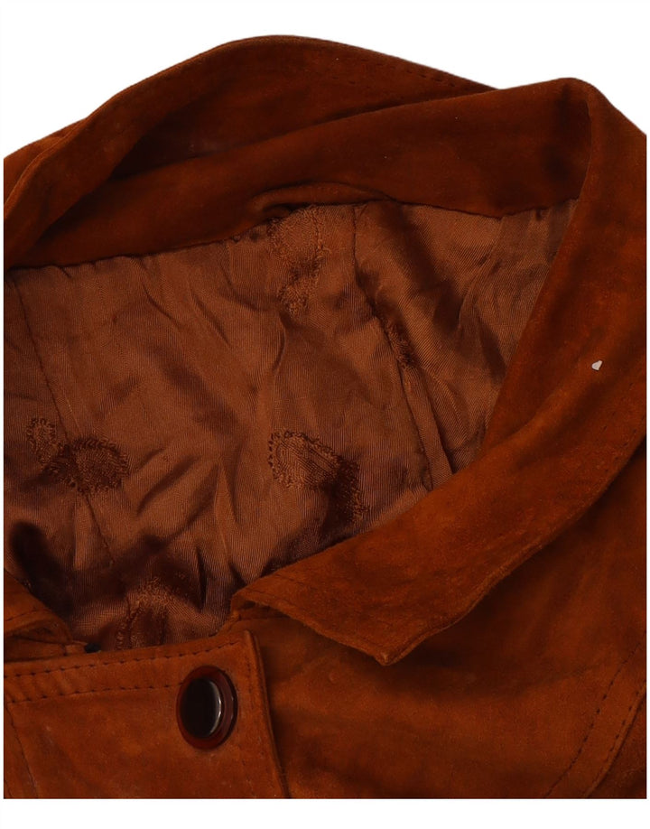 Soprabito vintage da donna in pelle scamosciata UK 16 grande marrone