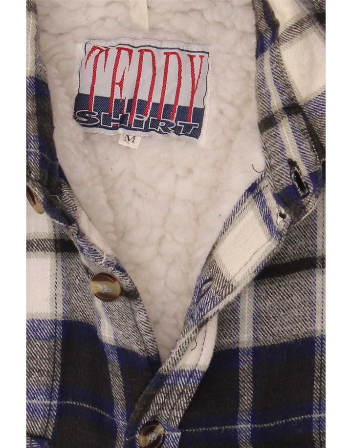 Camicia vintage da uomo in flanella da boscaiolo a quadri blu navy medio