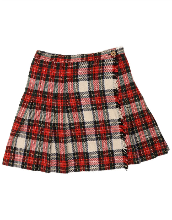Gonna a portafoglio vintage da donna W30 scozzese medio rosso
