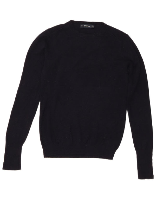 Maglione maglione girocollo da donna Zara UK 10 piccolo in viscosa blu navy