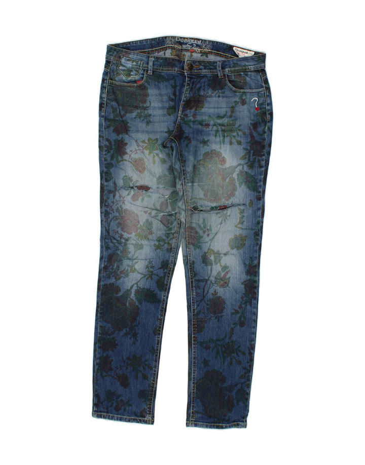 Jeans skinny da donna DESIGUAL W32 L32 poliestere floreale blu