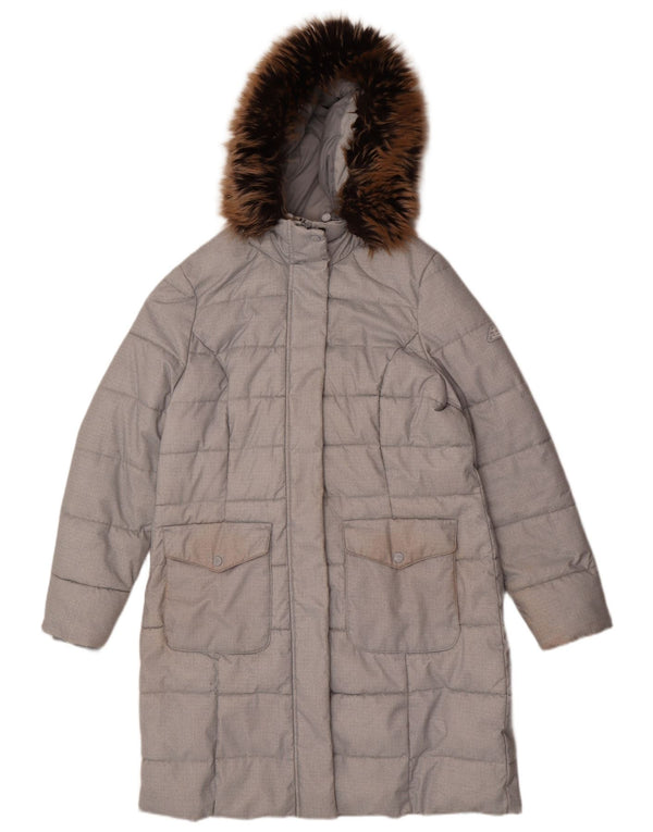 Cappotto imbottito con cappuccio da donna Barbour UK 16 grande poliestere grigio