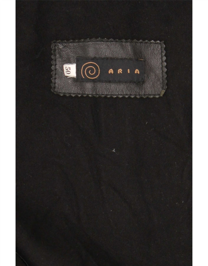 Bomber in pelle da uomo con cappuccio Aria IT 50 Large Nero