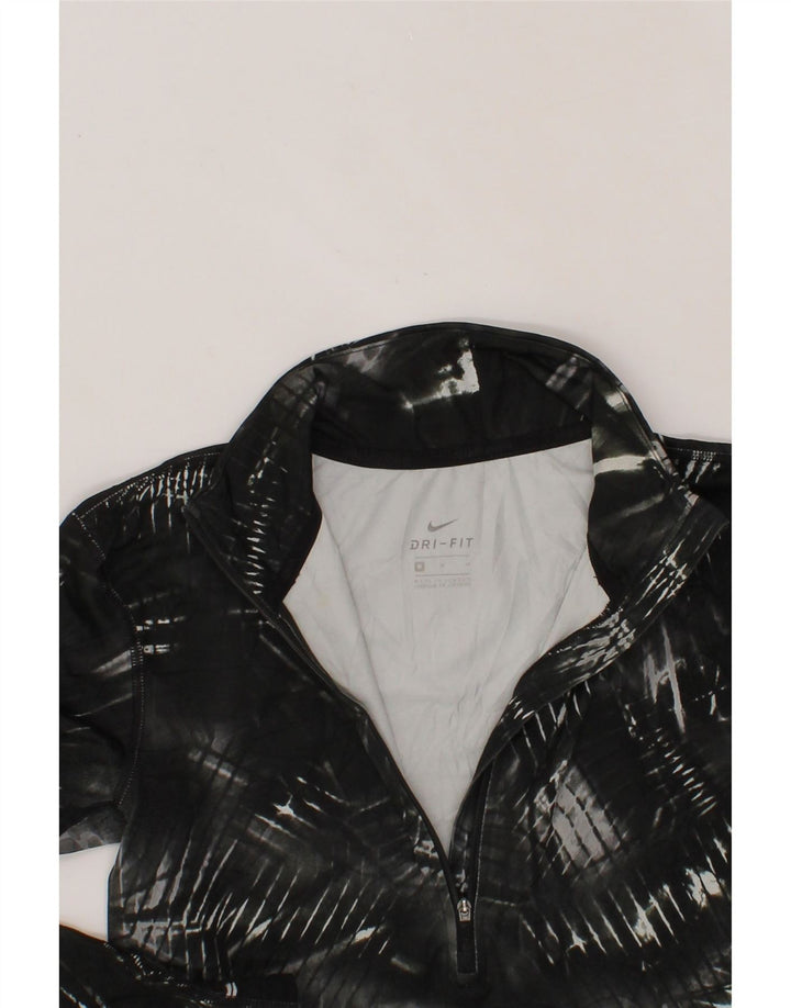NIKE Womens Zip Neck Pullover Tracksuit Top UK 12 Medium Grey Geometric Vintage Nike and Second-Hand Nike from Messina Hembry 