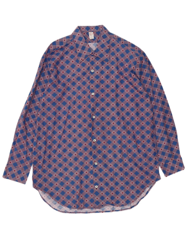 Camicia vintage da uomo a quadri blu grandi