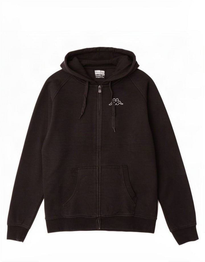 Maglione con cappuccio e zip da uomo Kappa in cotone nero medio