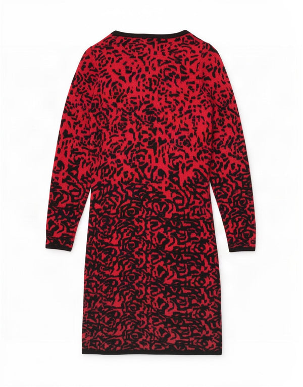 Abito maglione a maniche lunghe da donna Monsoon UK 8 Viscosa con stampa animalier rossa piccola