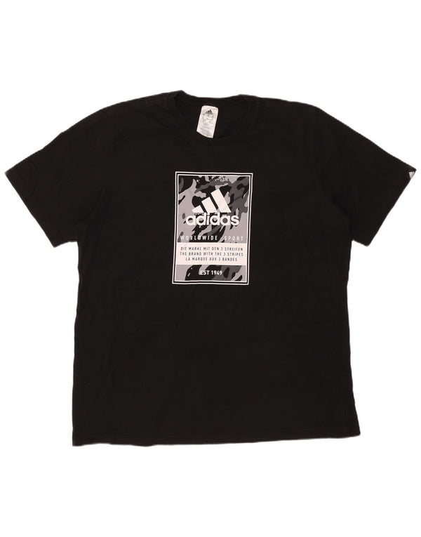T-shirt grafica da uomo Adidas Top XL in cotone nero
