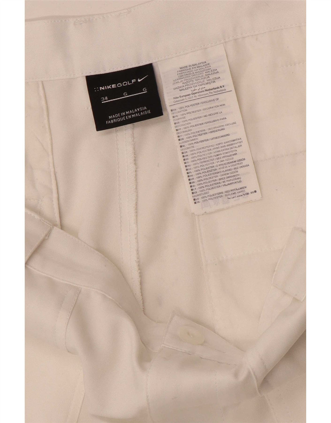 Pantaloncini chino da uomo Nike W34 Large bianchi in poliestere